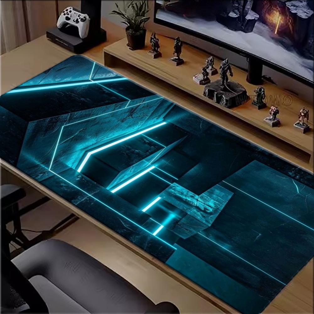 Office And Tech - Cyan Neon Tech Geometric Large Extended