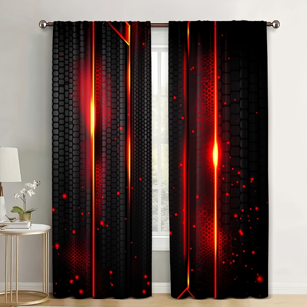 2pcs Lava Curtains Black Red C - Office Tech For Men recension och pris