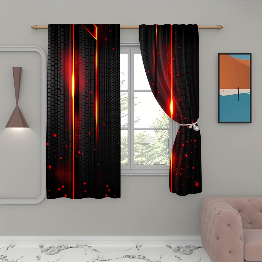 2pcs Lava Curtains Black Red C - Office Tech For Men recension och pris