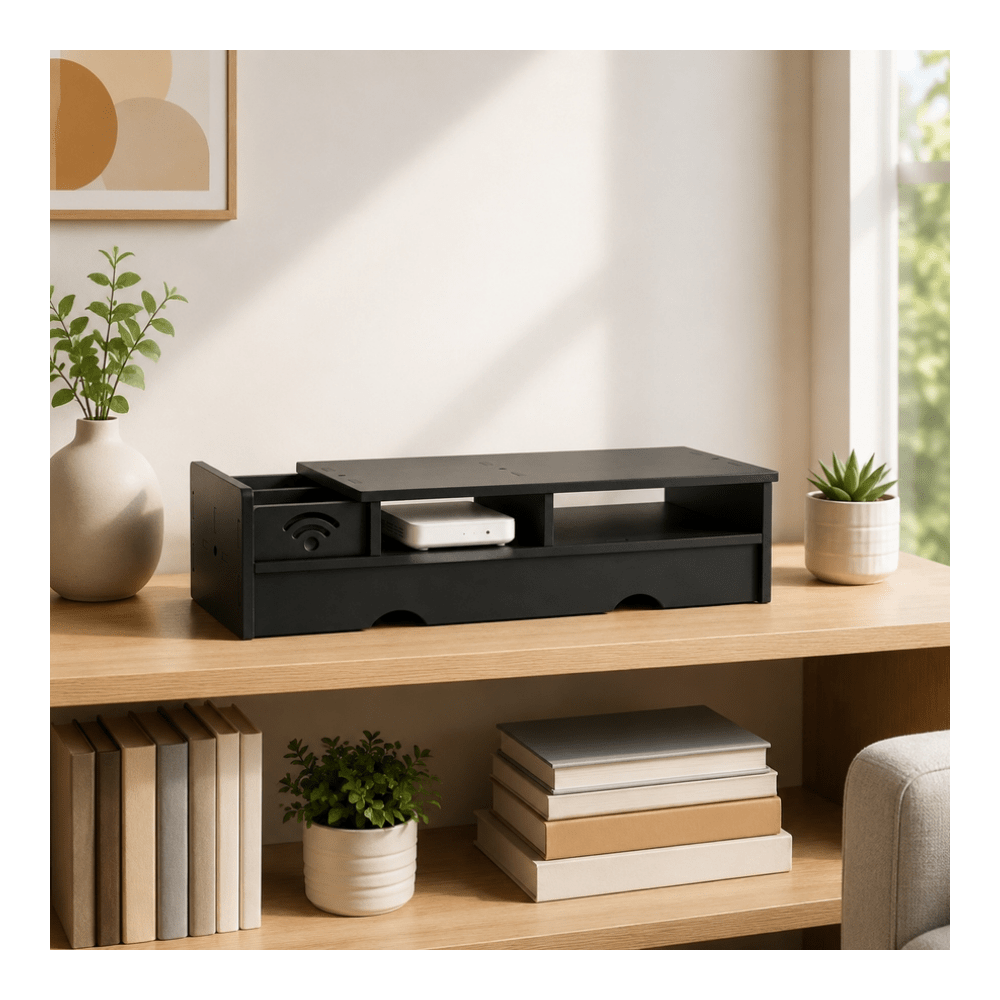 Black Matte WiFi Router Storag - Office Tech Desk recension och pris