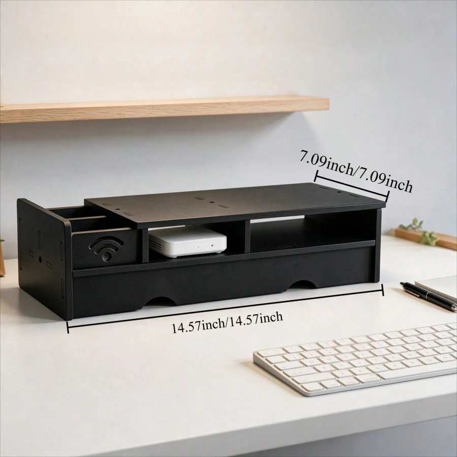Black Matte WiFi Router Storag - Office Tech Desk recension och pris