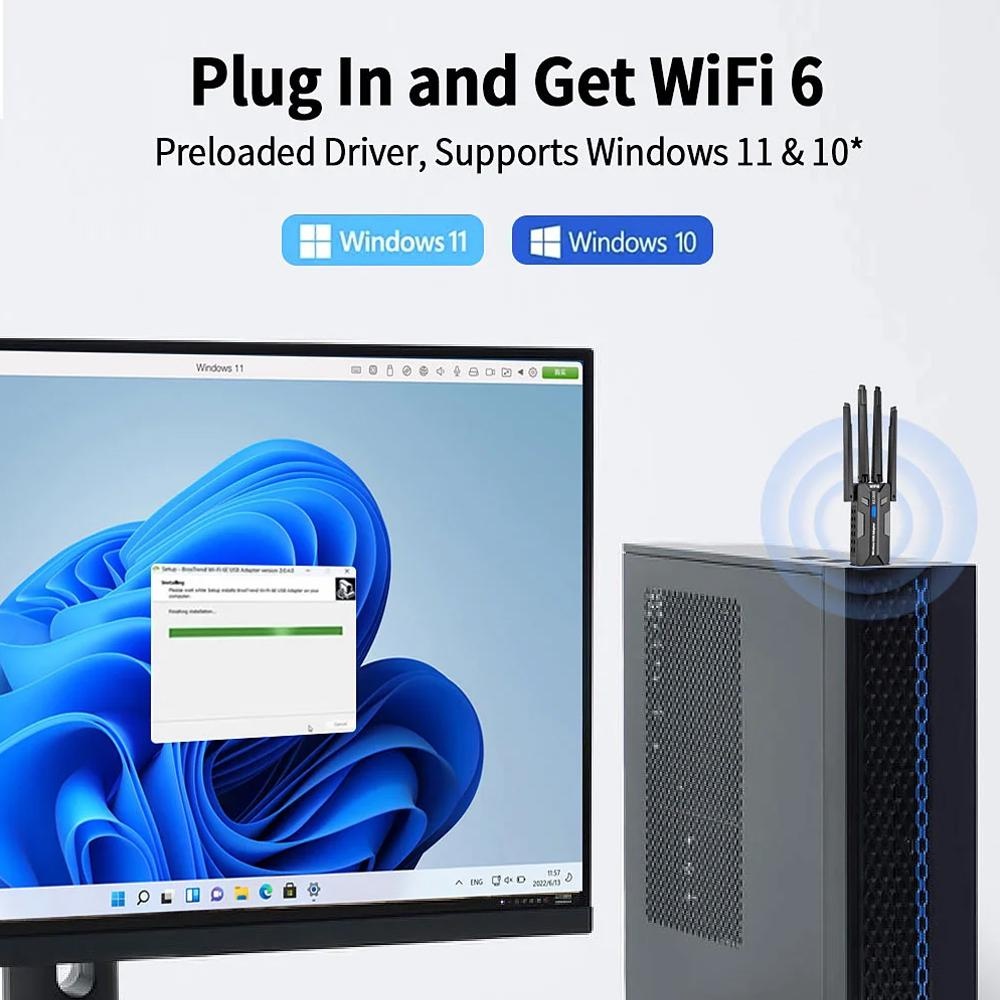 WiFi 6 USB 3 0 Adapter 1800 Mb - Gigabit Network Card recension och pris